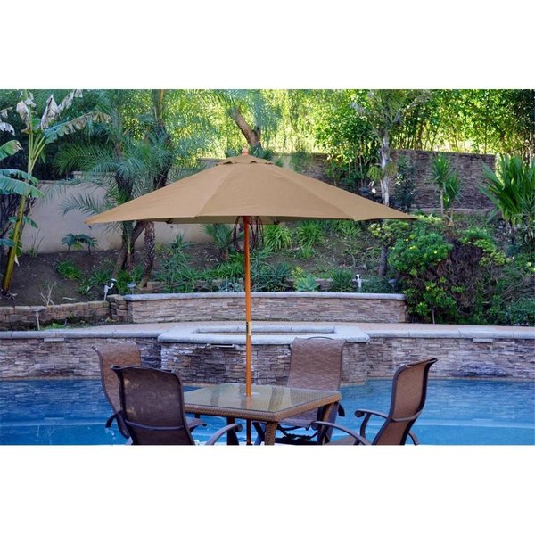 Jeco 9 ft. Wooden Umbrella Fabric, Brown UBF7